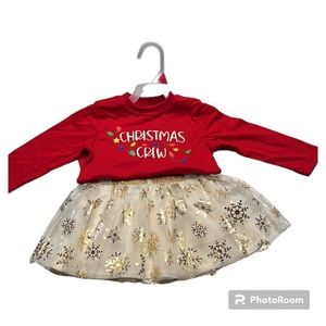 Holiday Time Christmas Tutu Skirt & long sleeve graphic tee Sizes 18M